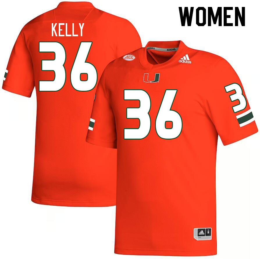 Women #36 Nick Kelly Miami Hurricanes College Football Jerseys Stitched-Orange